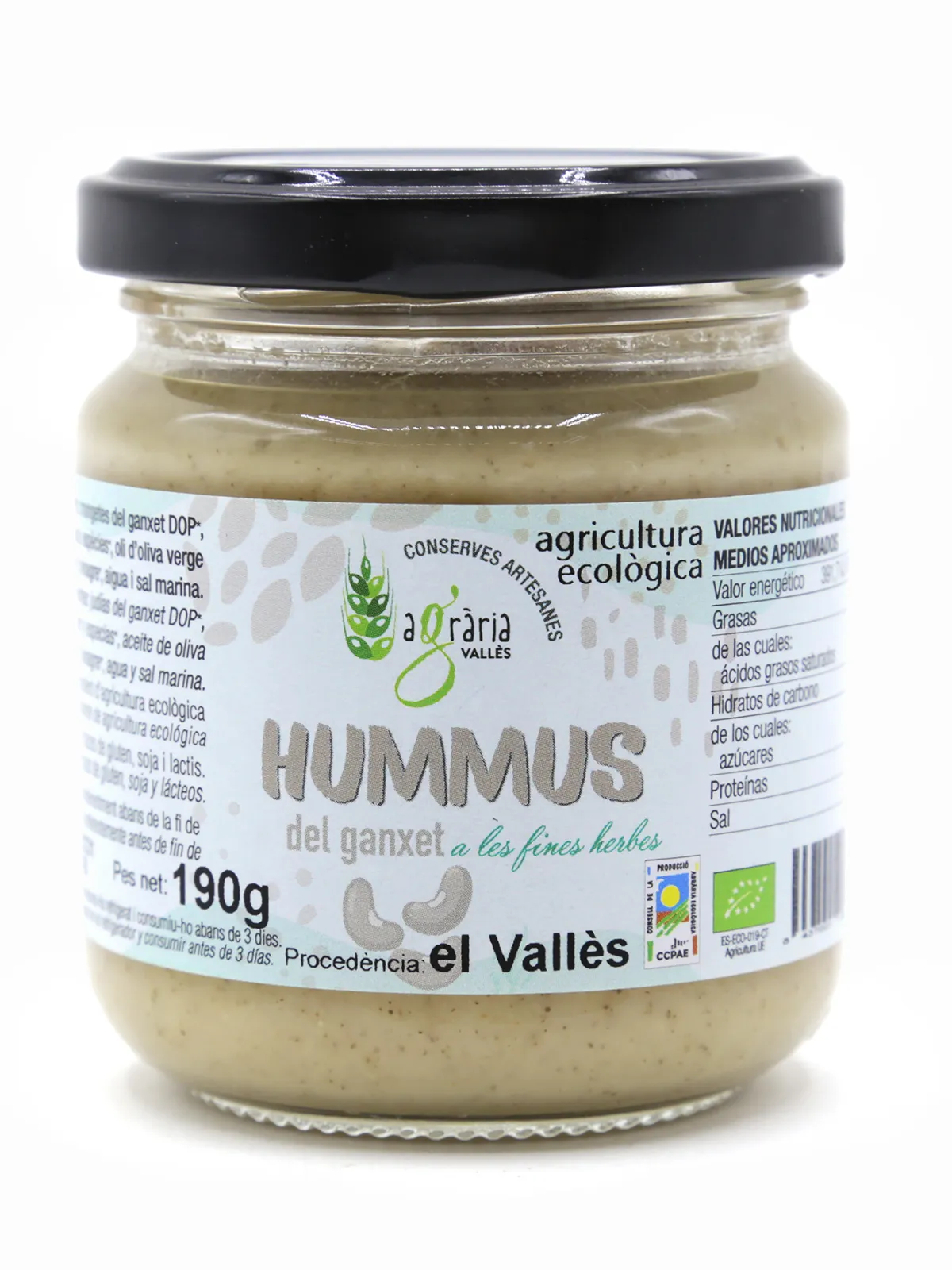 Hummus del ganxet ECO Agrària del Vallès 190 g