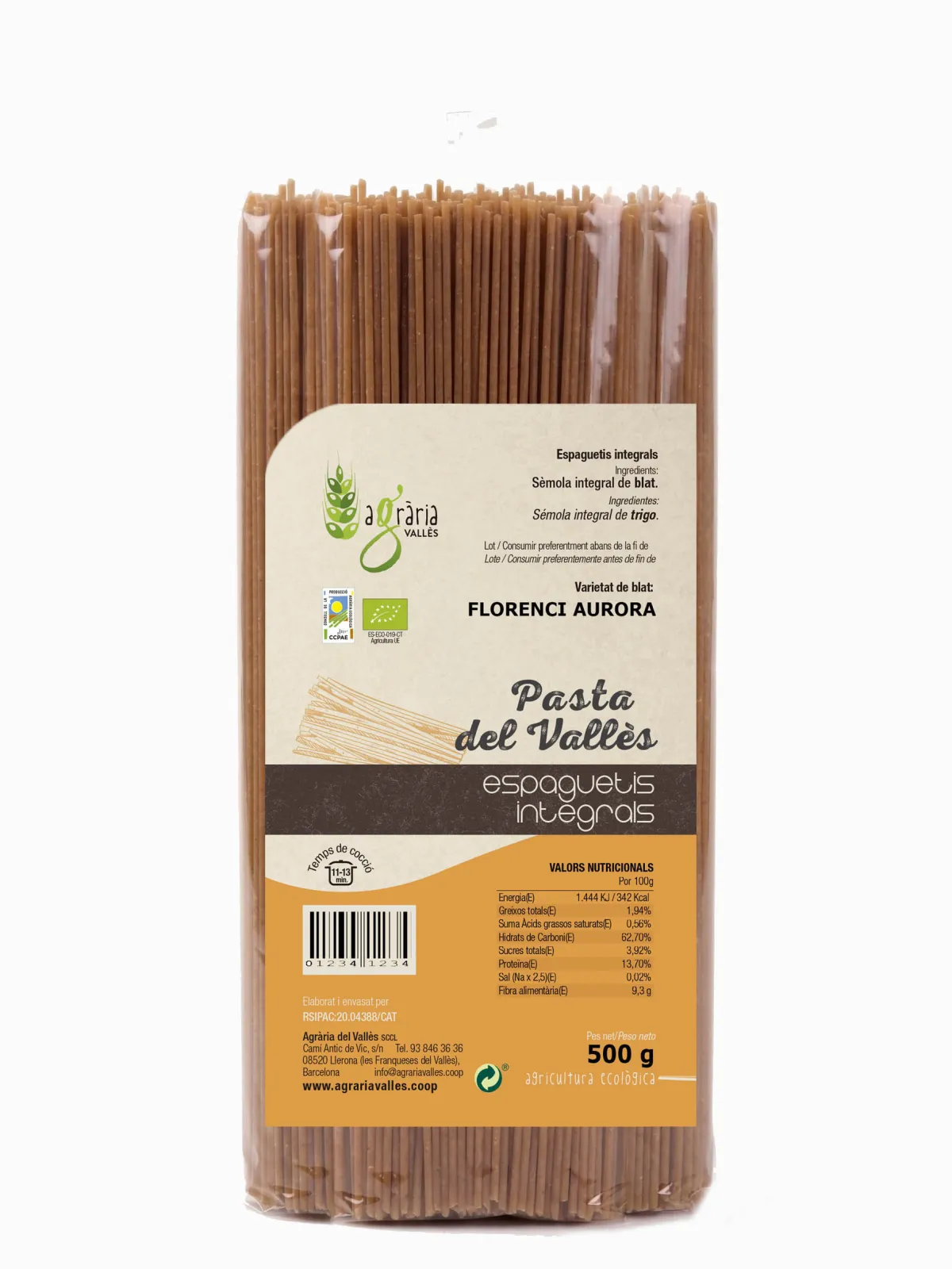 Espaguetis integrals Eco Agrària del Vallès 500 g