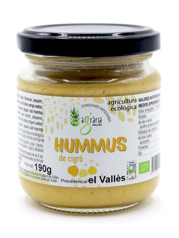 Producte Hummus de cigró ECO Agrària del Vallès 190 g Imatge