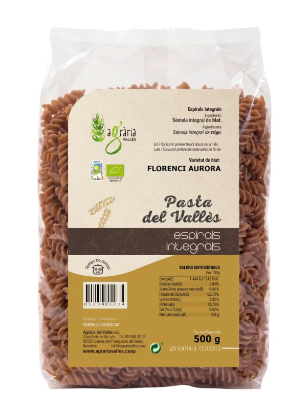 Producte Espirals integrals Eco Agrària del Vallès 500 g Imatge