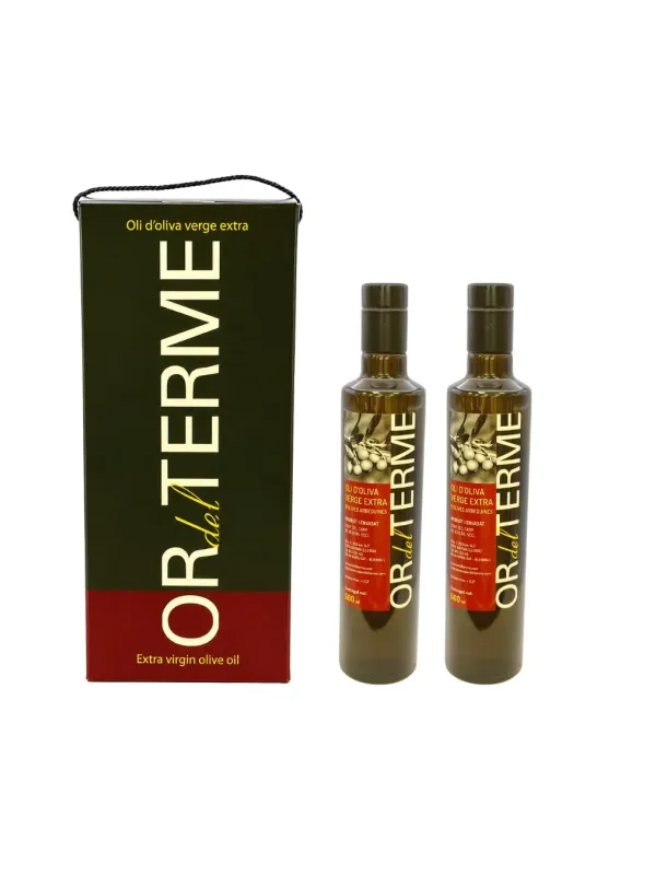 Producte Lot 2 ampolles Oli d'Oliva Verge Extra Or del terme Camp de Bovera 500 ml Imatge