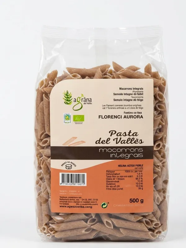 Producte Macarrons integrals Eco Agrària del Vallès 500 g Imatge