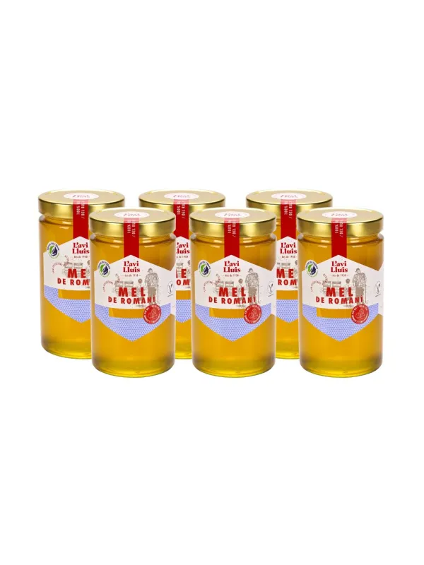 Producte Pack 6 pots de mel de Romaní El Rebost de l'Avi Lluís 970 g Imatge